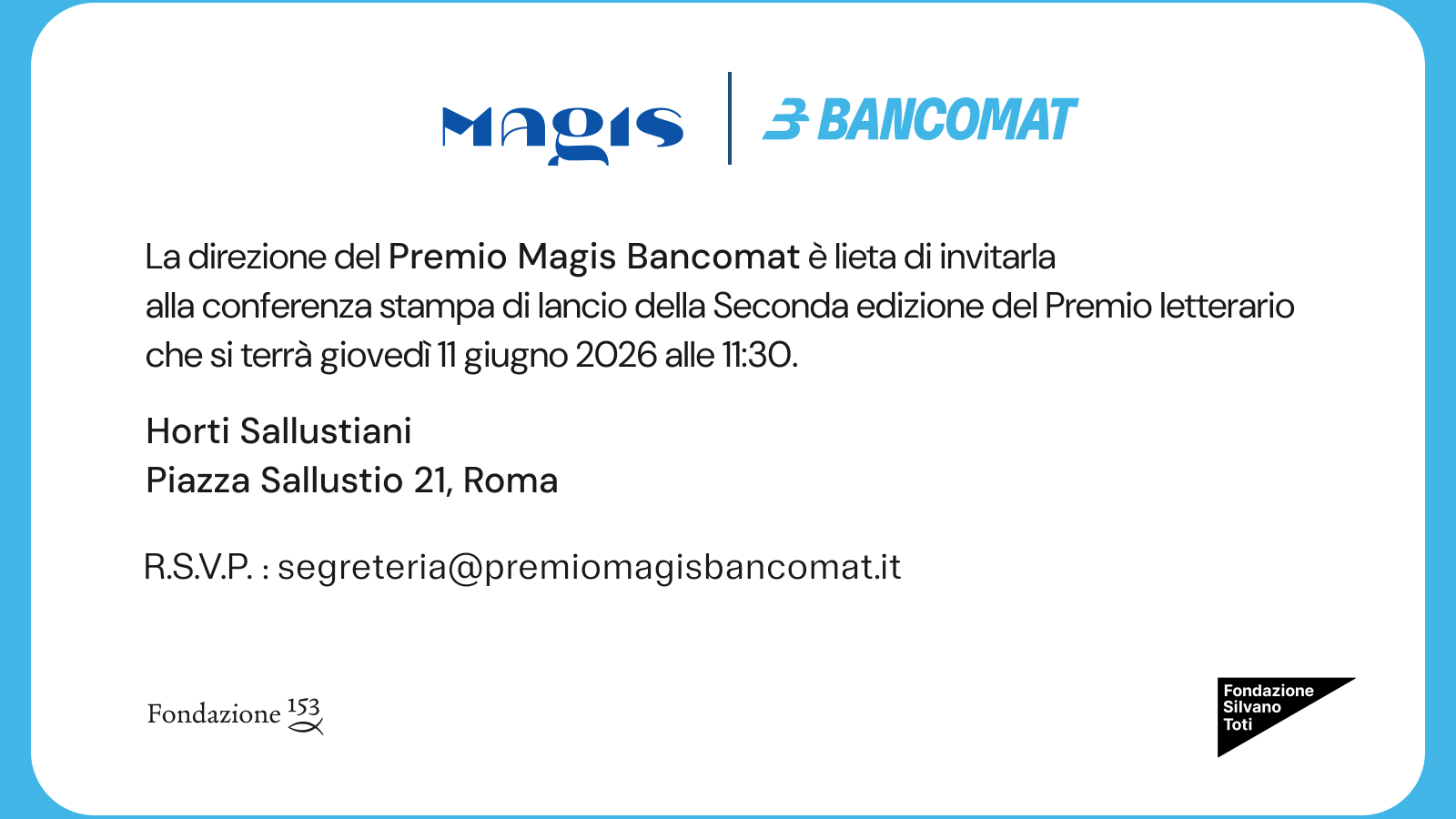 Roma, 11 giugno: conferenza stampa per la seconda edizione del Premio Magis Bancomat